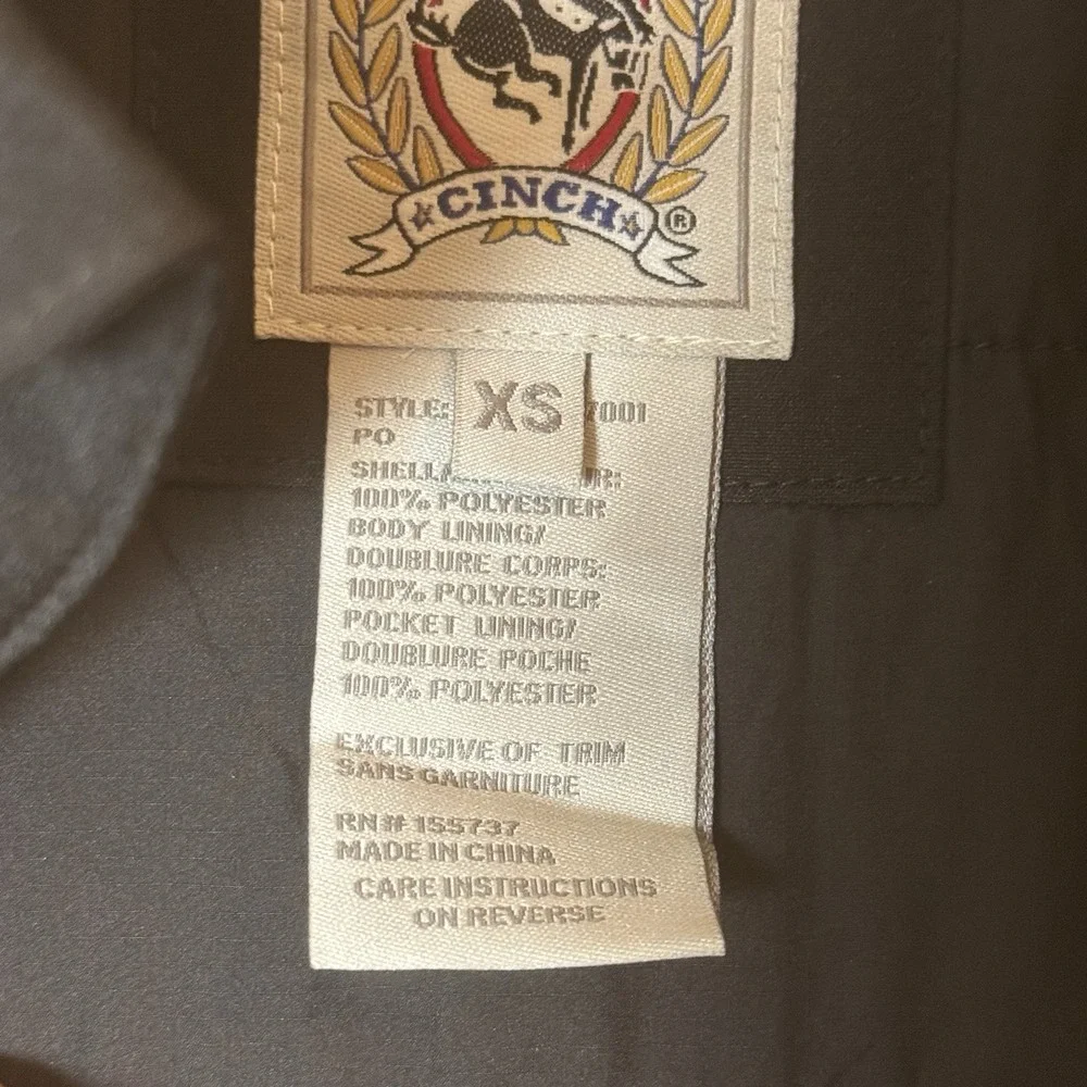 Cinch Black Softshell Western Vest XS Full Zip Water Resistant NWT